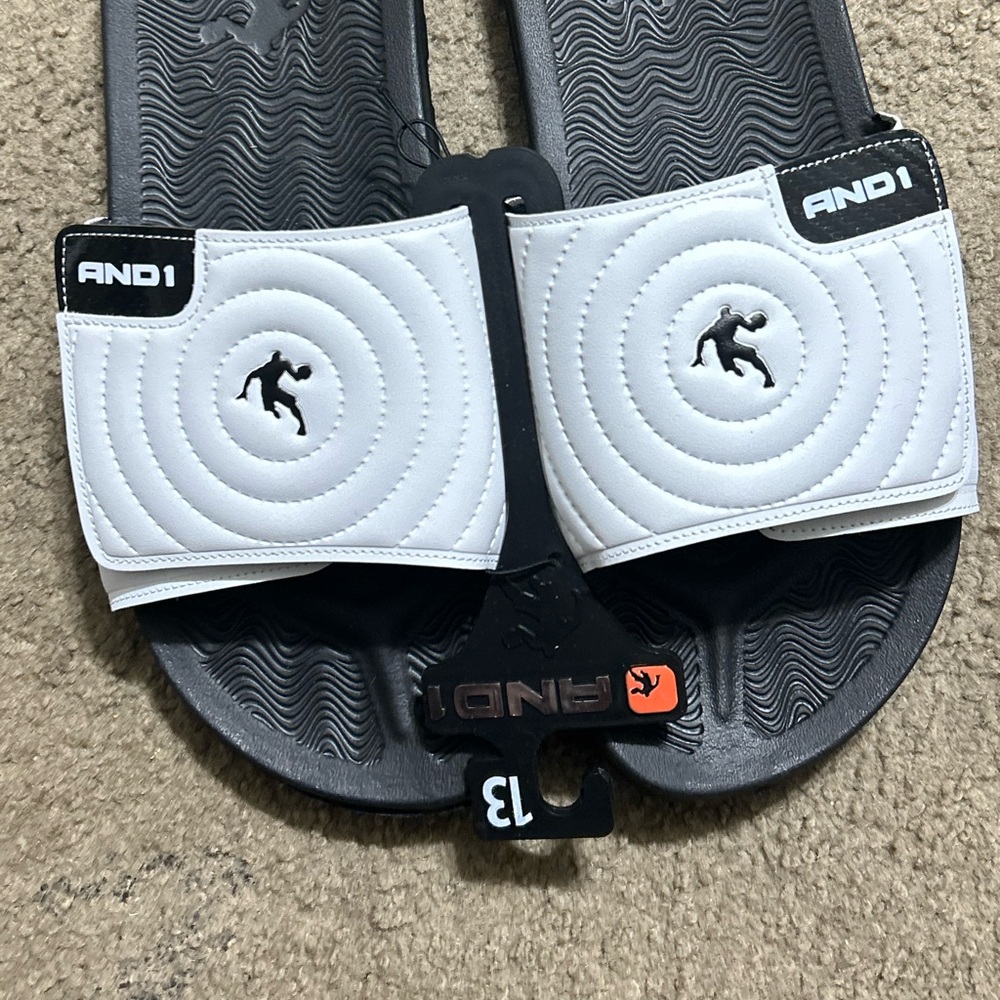 AND1 Black and White Slide Sandals